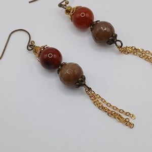 Brown and Red Agate Earrings